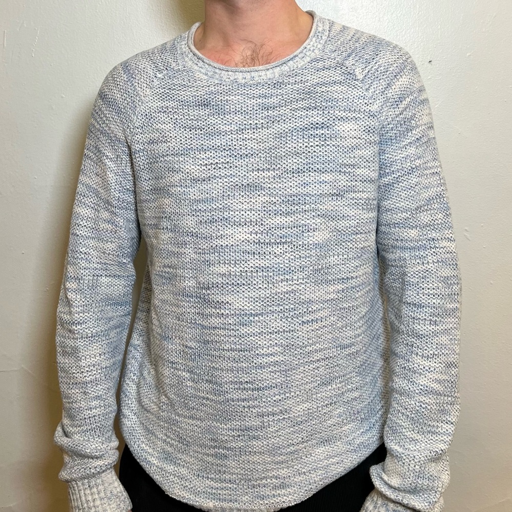 White and Blue Winter Knit Sweater